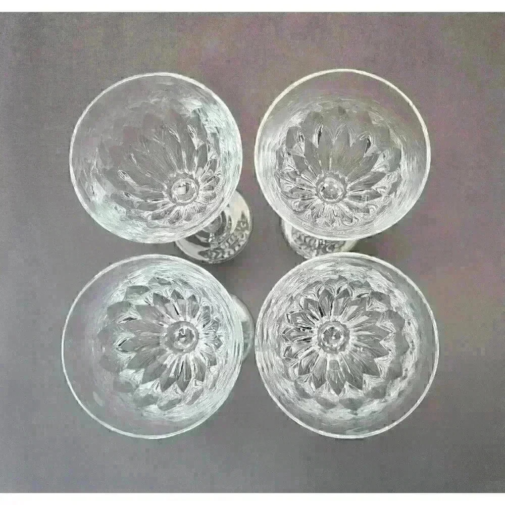 Vintage Josair Edith Crystal Large Claret Wine Glass Goblet Set 4 Glasses Signed - Picture 3 of 6